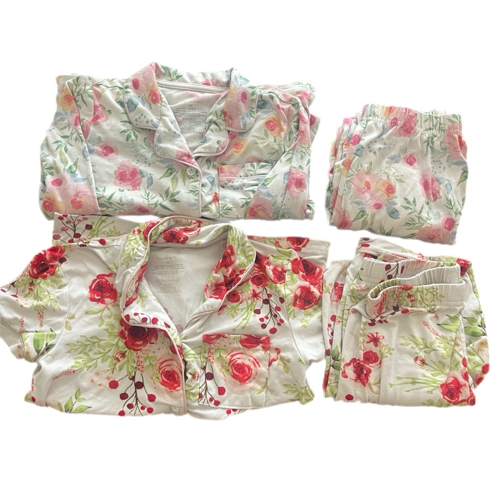 Girls Floral Pajama Set Bundle